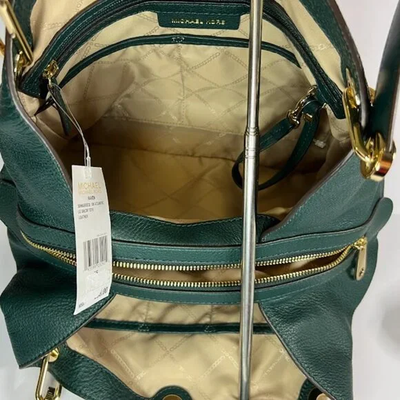 Michael Kors NWT Raven Leather Tote Forest Green - Picture 4 of 8